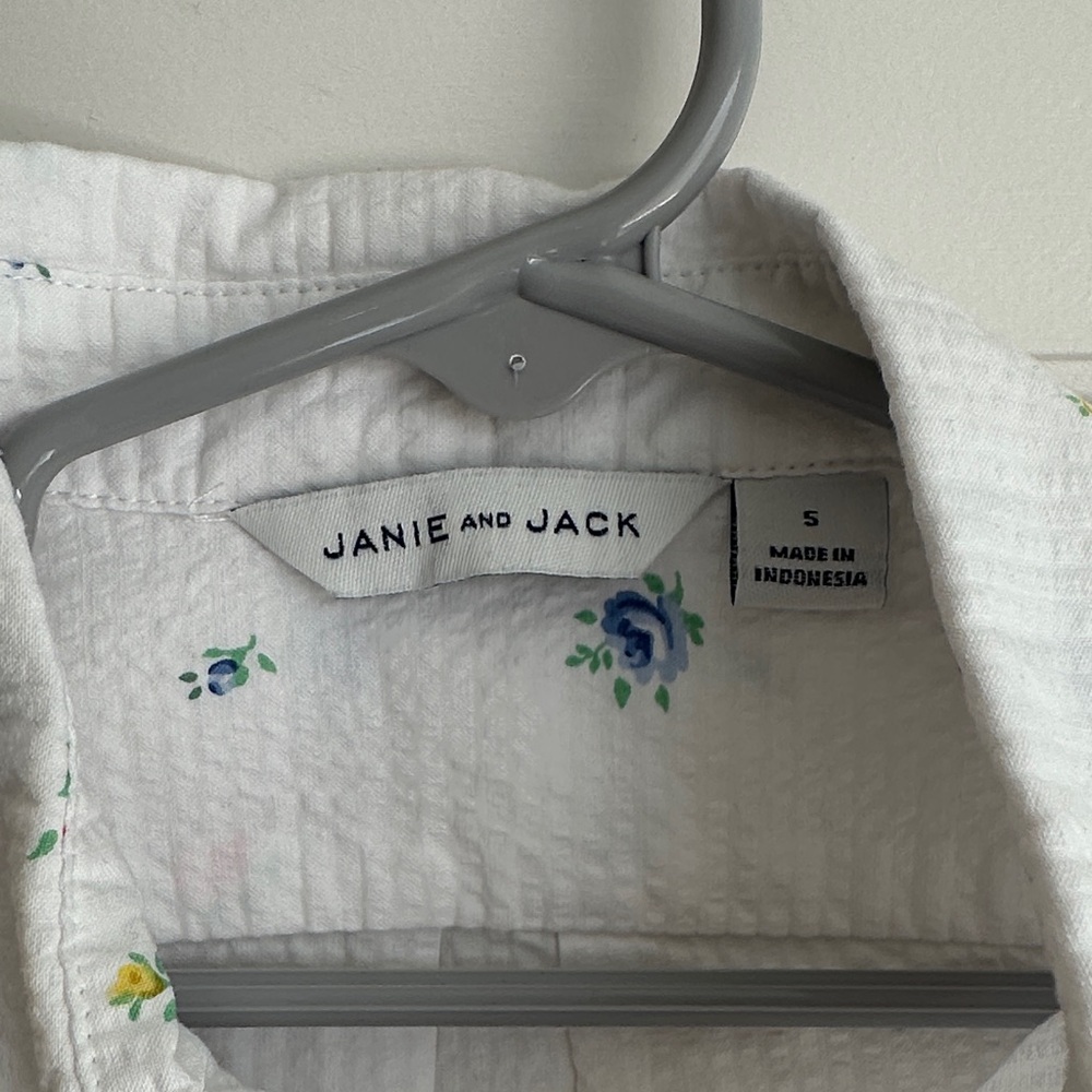 Janie and Jack White Shirt with Colorful Pattern - Picture 2 of 2